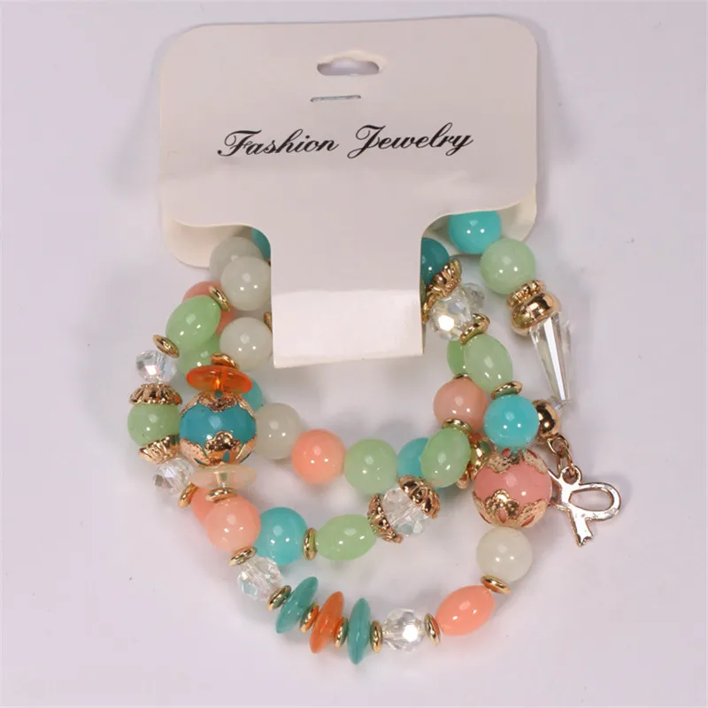

Bohemian Cute Bow Glass Beaded Bracelets For Female Trendy Gold Color Crystal Alloy Bracelet Wedding Jewelry Bransoletki Damskie