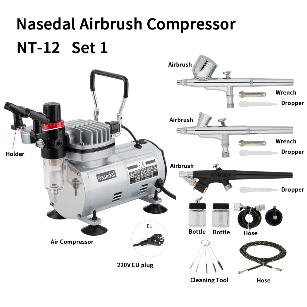 Назальный распылитель двойного действия Аэрограф компрессор с 3 аэрографом