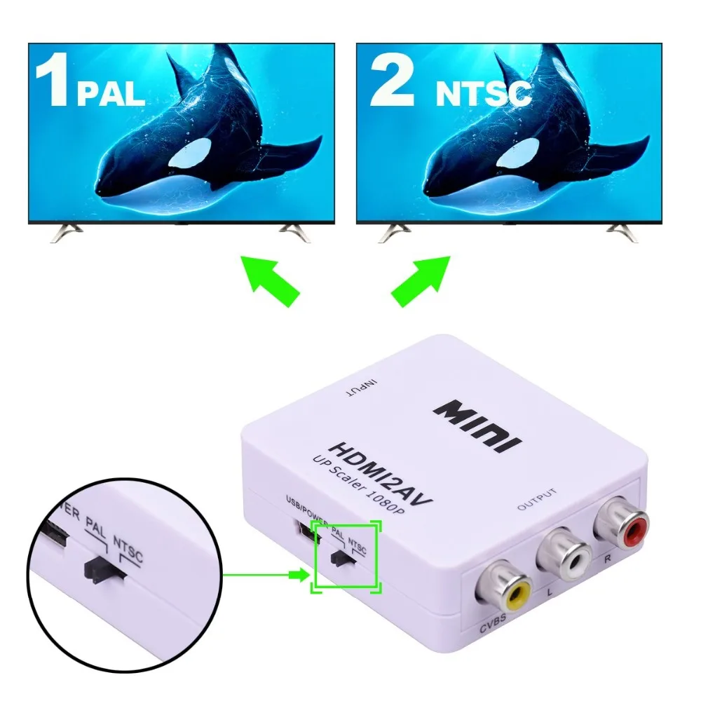 Адаптер преобразователь hdmi av HD видео с HDMI на RCA AV/CVSB L/R 1080P HDMI2AV поддержка NTSC PAL