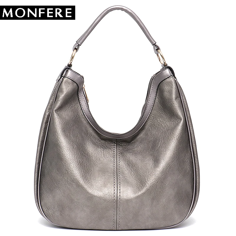 MONFERE Big Women Shoulder Bag Ladies Hand bags Female Hobo Sac 2019 Girl Pu Leather Purse Fashion Chain Shoulder&ampCross body | Багаж и