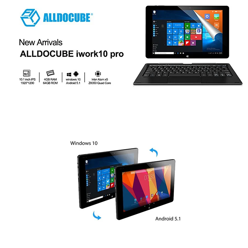 

Планшет Alldocube iwork10 Pro, 10,1 дюйма, IPS 1920*1200, Windows 10 + Android