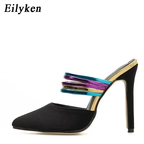 Black Eilyken/пикантные женские туфли с острым носком; женские модные разноцветные туфли на высоком тонком каблуке; обувь для вечеринок; женские туфли-лодочки; коллекция года; сезон осень - Цвет: Black