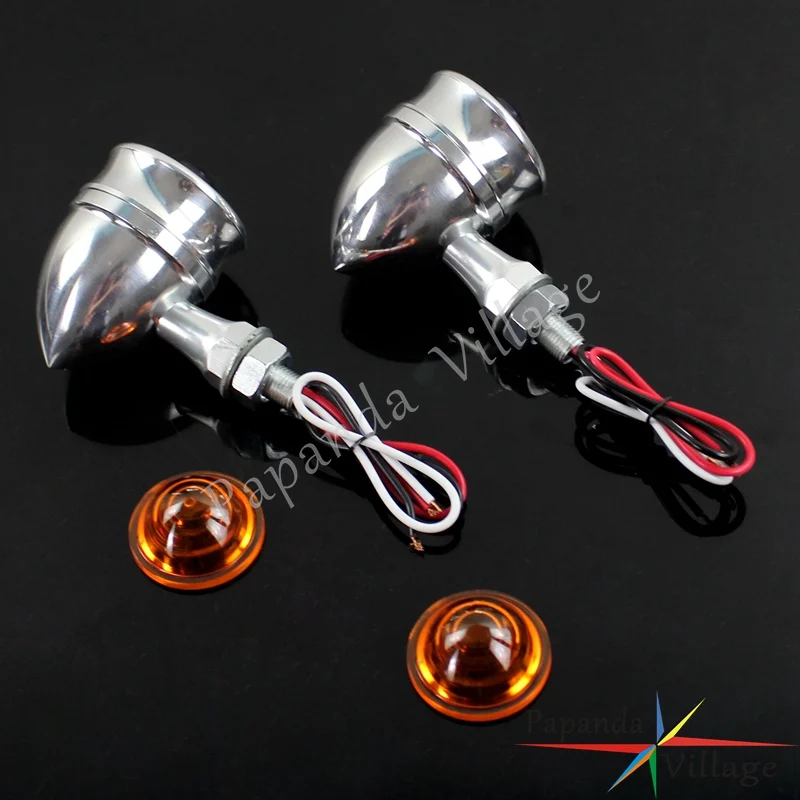 Мотоцикл Хромированный Светодиодный указатель поворота мигалка лампа Янтарный