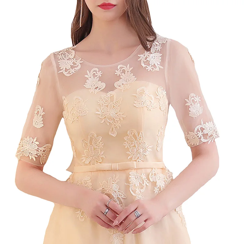 FADISTEE Новое поступление элегантное вечернее платье для выпускного вечера Vestido de Festa с аппликацией на шнуровке платье с короткими рукавами
