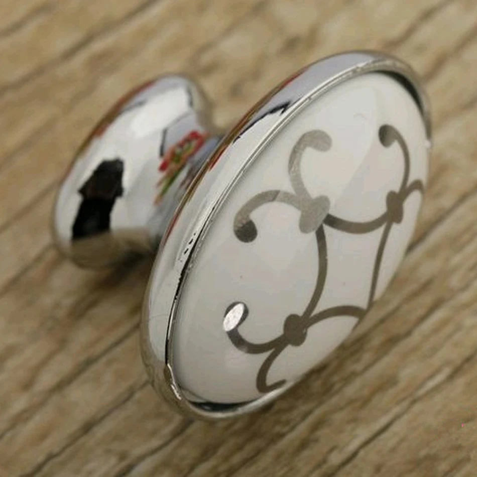 Free Shipping Ceramic Drawer Knobs Dresser Handles and Classical Porcelain Cabinet Handle Chrome Finished | Обустройство дома