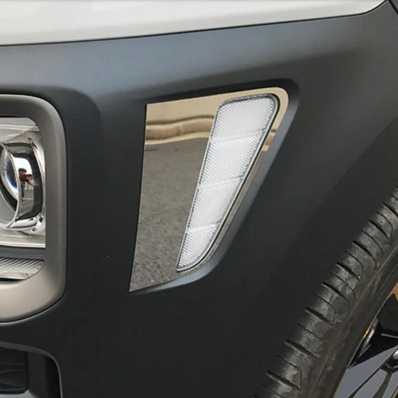

Tonlinker Cover case Sticker For Hyundai Encino 2018 car styling 2pcs Stainless steel Front fog beside Decoration Cover stickers