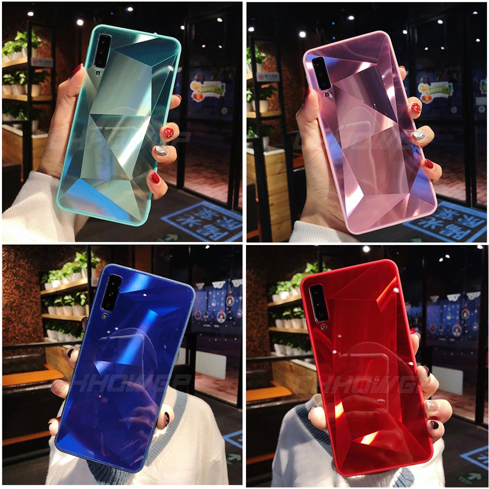 Блестящий зеркальный силиконовый чехол со стразами для Samsung Galaxy A50 A70 A10 A20 A30 M10 M20 M30