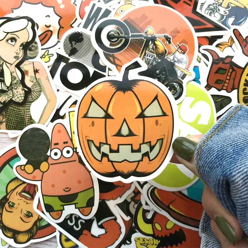 

60Pcs Colorful Cute Stickers for Laptop Car Styling Phone Luggage Bike Motorcycle Mixed Cartoon Pvc Waterproof Sticker