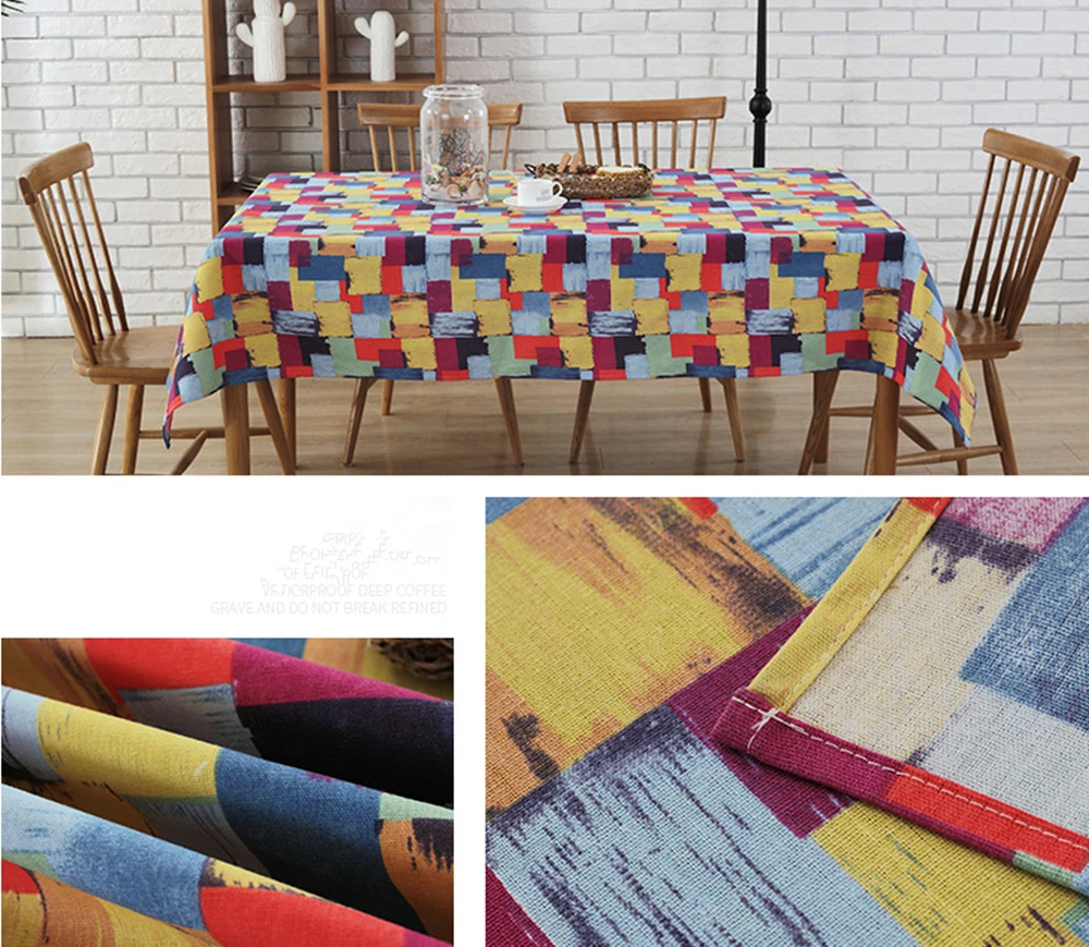 Европейская скатерть из полиэстера и хлопка цветная для обеденного стола