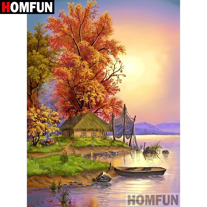 

Алмазная 5d-картина HOMFUN «Осенний пейзаж», вышивка крестиком, квадратная/круглая, домашний декор, подарок, A07447