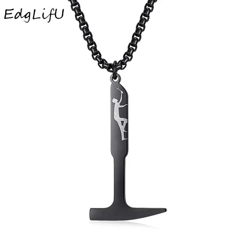 EdgLifU Men's Back Hammer Neklaces Fashion Simple Axe Pendant Necklace for Men Inspirational Hammer Chain Necklace Jewelry Gift