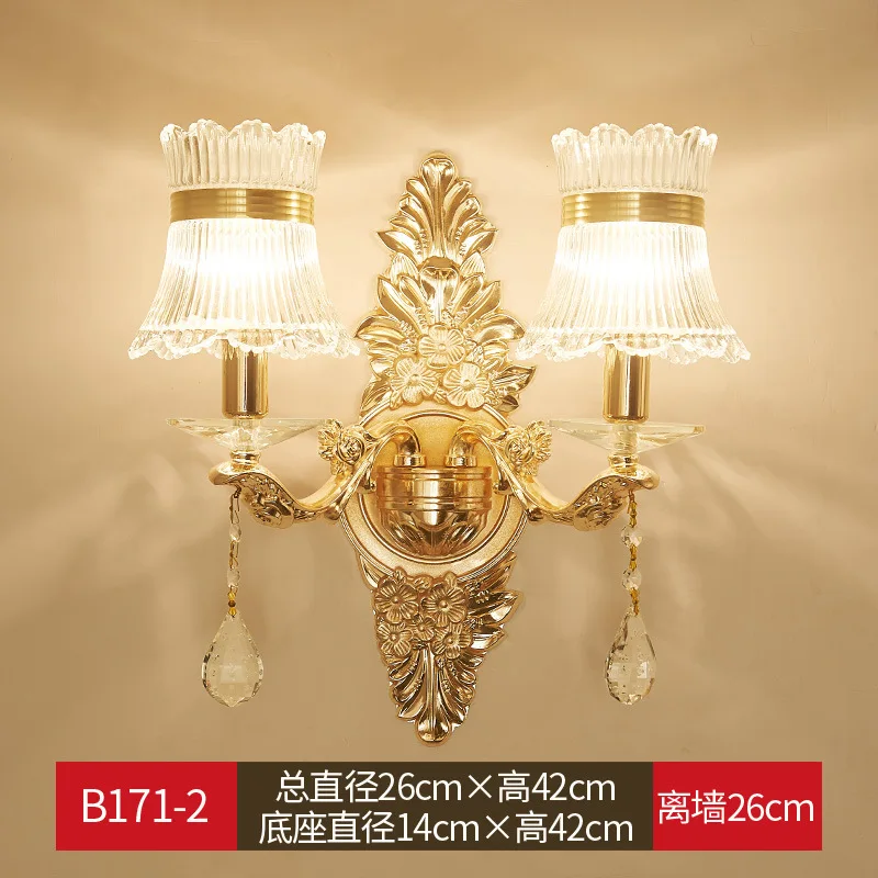 B Double light YOK 28*42 см светодиодный настенный светильник Европейский кристалл роскошный настенный светильник Лотос золотой двойной светильник Настенный светильник - Цвет абажура: B Double light