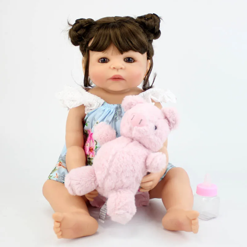 

55cm Full Body Silicone Vinyl Reborn Baby Doll Toys For Girl 22inch Newborn Bebe Alive Babies Birthday Gift Bathe Play House Toy