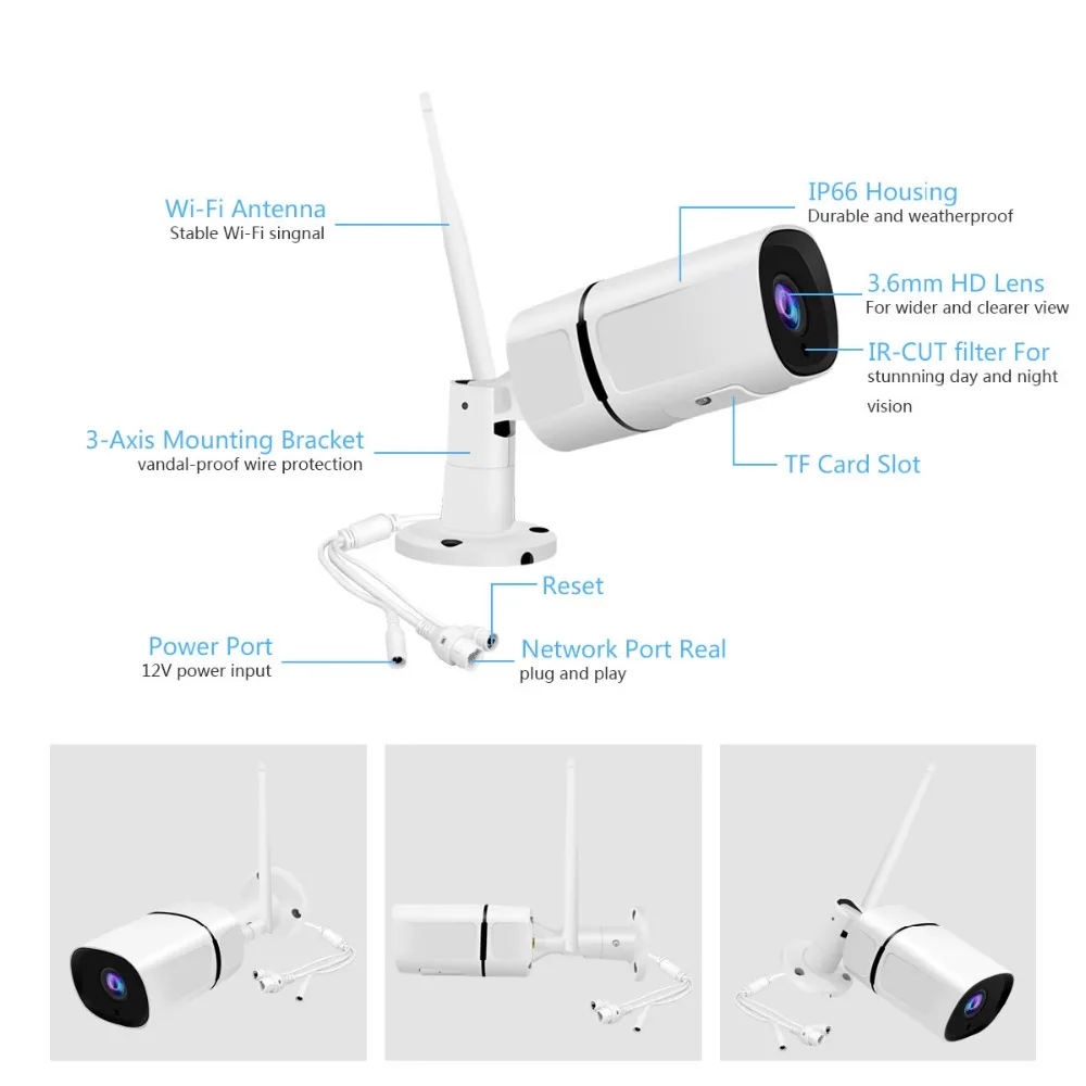 Водонепроницаемая ip-камера с разрешением 1080 P, HD WiFi, беспроводная цилиндрическая камера наблюдения, наружная ИК-камера ночного видения, домашняя камера безопасности