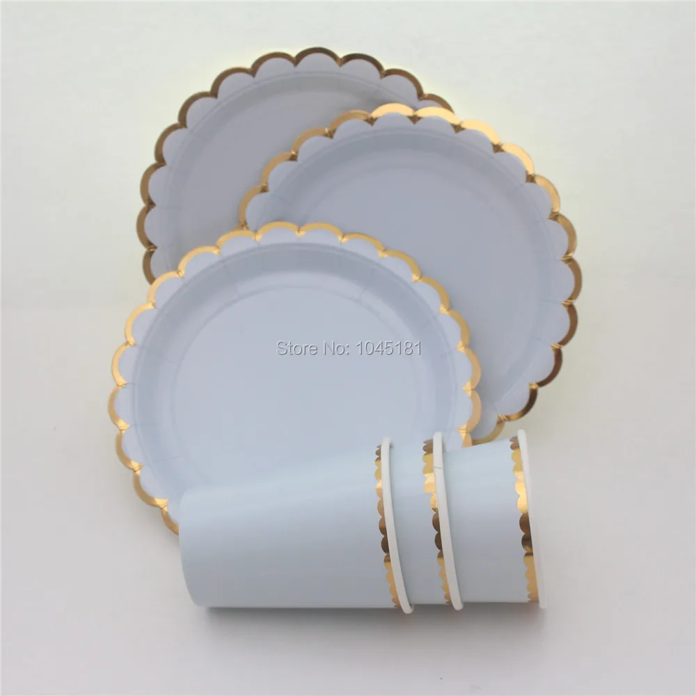 Одноразовая прочная бутиковая посуда набор 7 дюймов круглые бумажные тарелки и 9