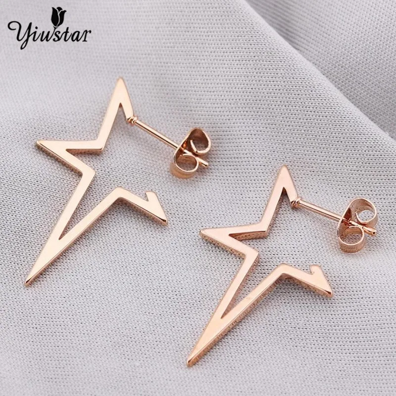 Фото Yiustar Новые Модные Простые винтажные геометрические серьги из нержавеющей стали Yiustar Новые Модные Простые винтажные геометрические серьги из нержавеющей стали