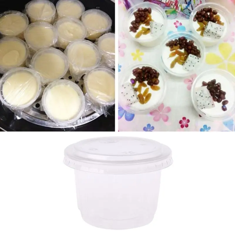 

50Pcs Disposable Cups Set Of 120ml Sauce Pot Rippled Container Jello Shot Cup Slime Storage With Lid For Ketchup