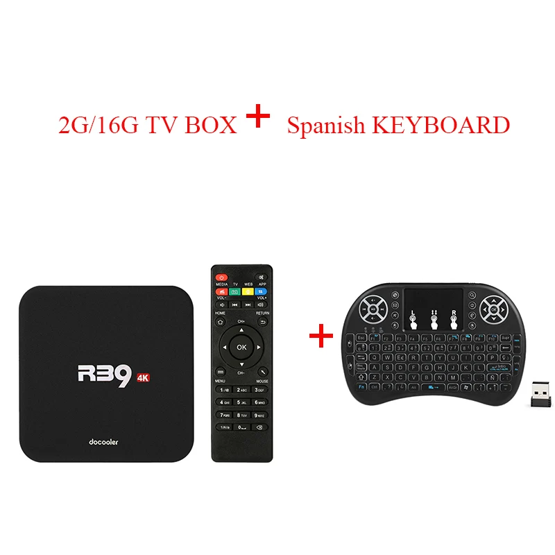 2G16G ADD ESkeyboard ТВ приставка docooler R39 для Android tv RK3229 четырехъядерный Смарт ТВ приставка Android 8,1 4K 16GB WiFi HD медиаплеер PK X96 Android ТВ приставка - Цвет: 2G16G ADD ESkeyboard