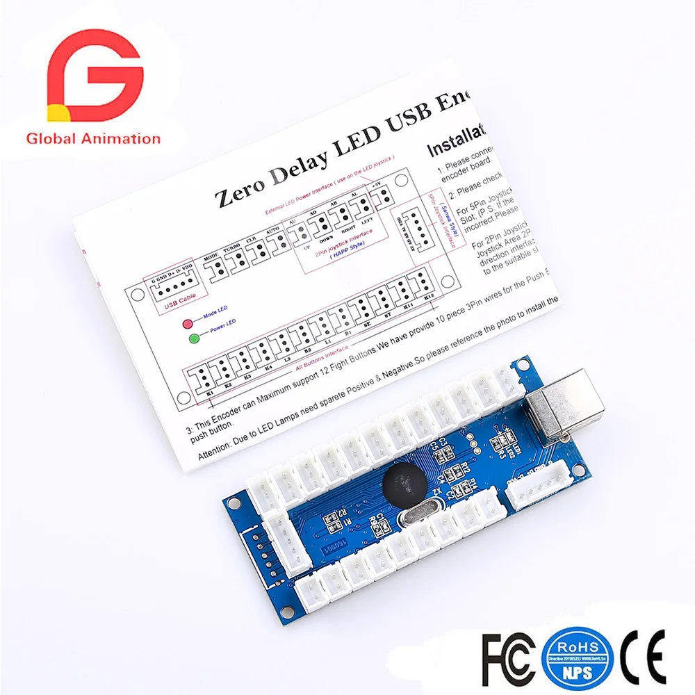 Аркады DIY части 1x нулевой задержки USB энкодер + 5pin 8 способ джойстика 8x кольцо