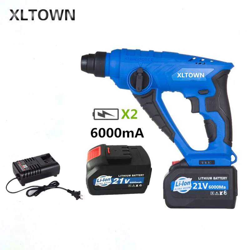 XLTOWN 21V электрический молоток с 2 батареями многофункциональная 6000Mah