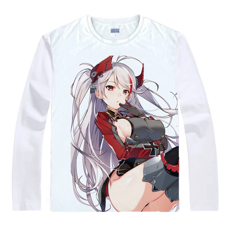 Azur Lane футболки Для мужчин в стиле хип хоп с длинными рукавами рисунком из аниме