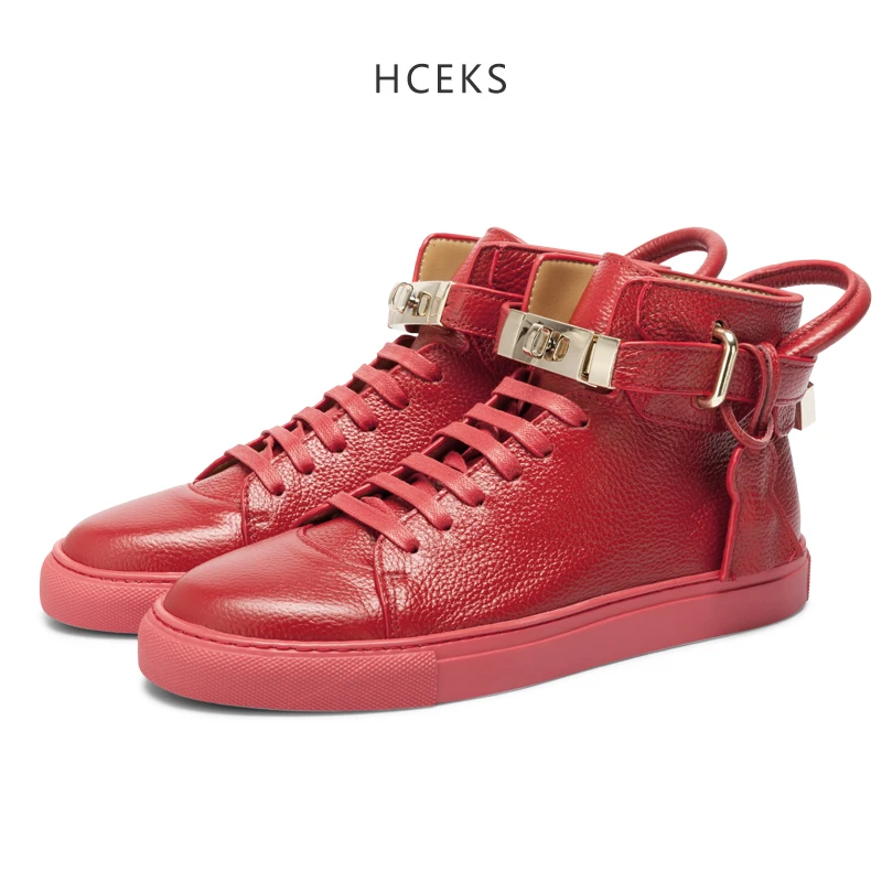 High top fashion shoes men's trend all-purpose lock Korean version sneaker instagram is super hot | Обувь