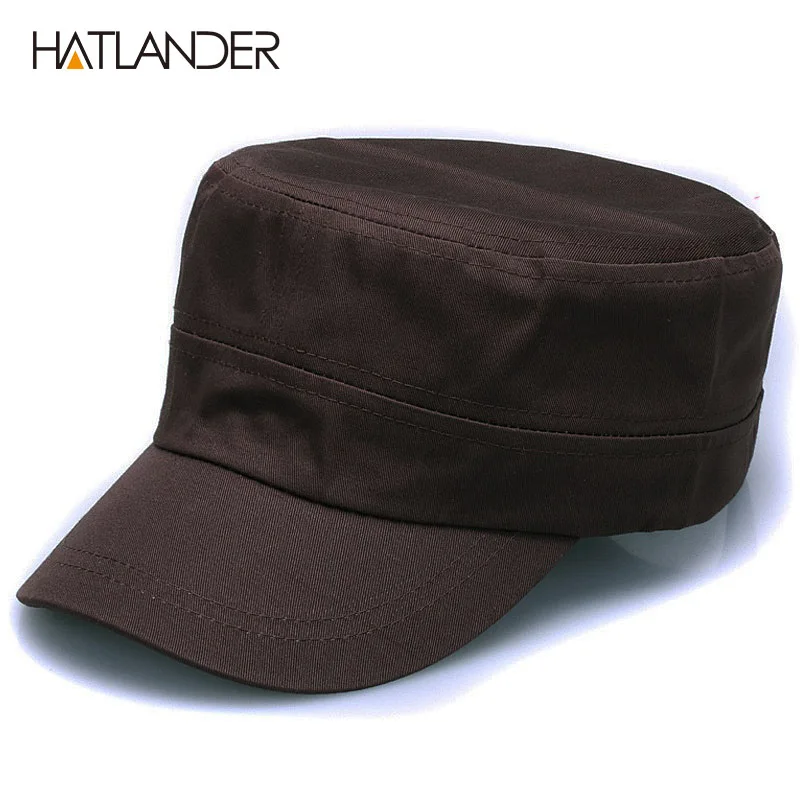 [HATLANDER] новая модная простая хлопковая военная шапка унисекс, уличная однотонная шляпа от солнца, Регулируемая snapback gorra, пустой плоский Топ, а... (art.: 7a69870d2) - 7a69870d2