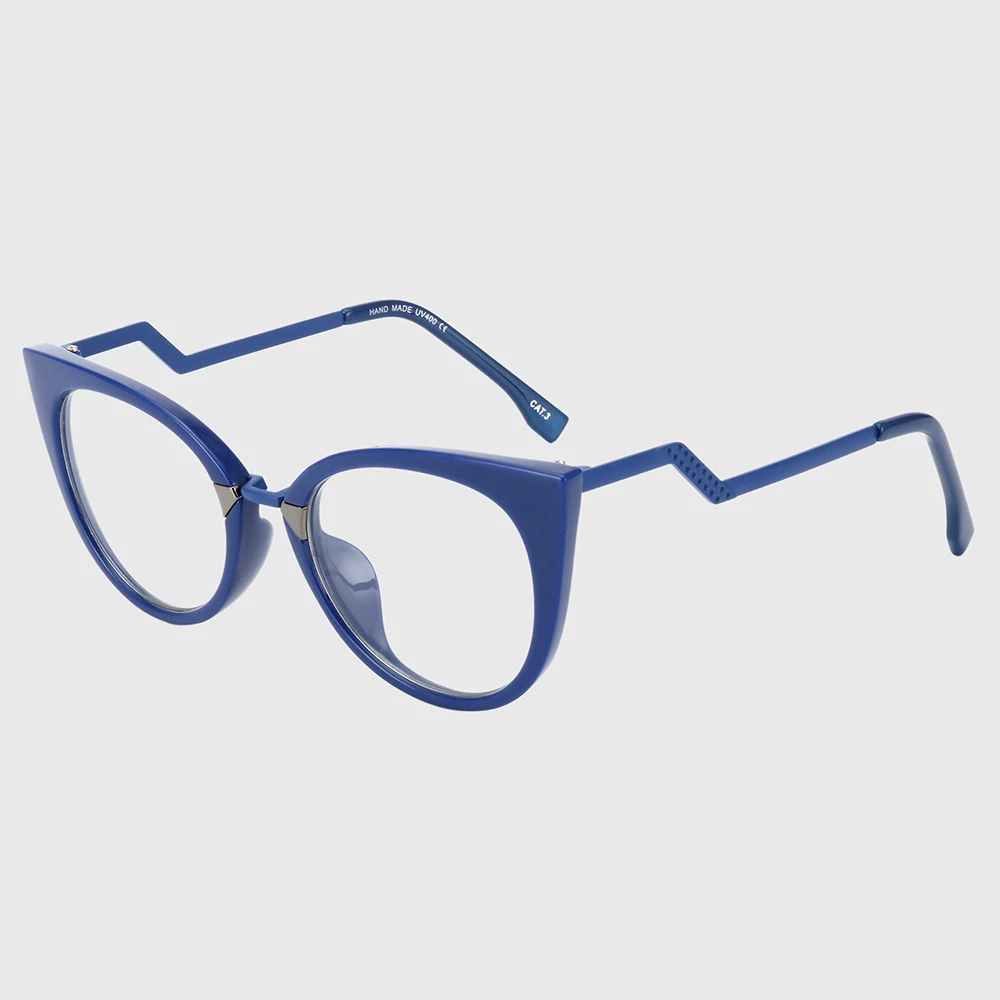 C9-Blue-Clear Королевская девушка, Ретро стиль, кошачий глаз, очки для женщин и мужчин, фирменный дизайн, металлическая оправа, очки для женщин, прозрачные линзы, унисекс, Oculos ss588 - Цвет оправы: C9-Blue-Clear