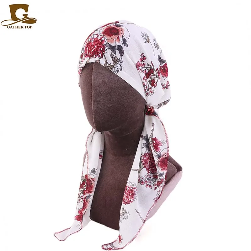 Fashion Women Turban Solid Color Pre-tie Headwear Chemo Cap Print Flower Soft Hat Headscarf Wrap Cancer Hair Accessories |