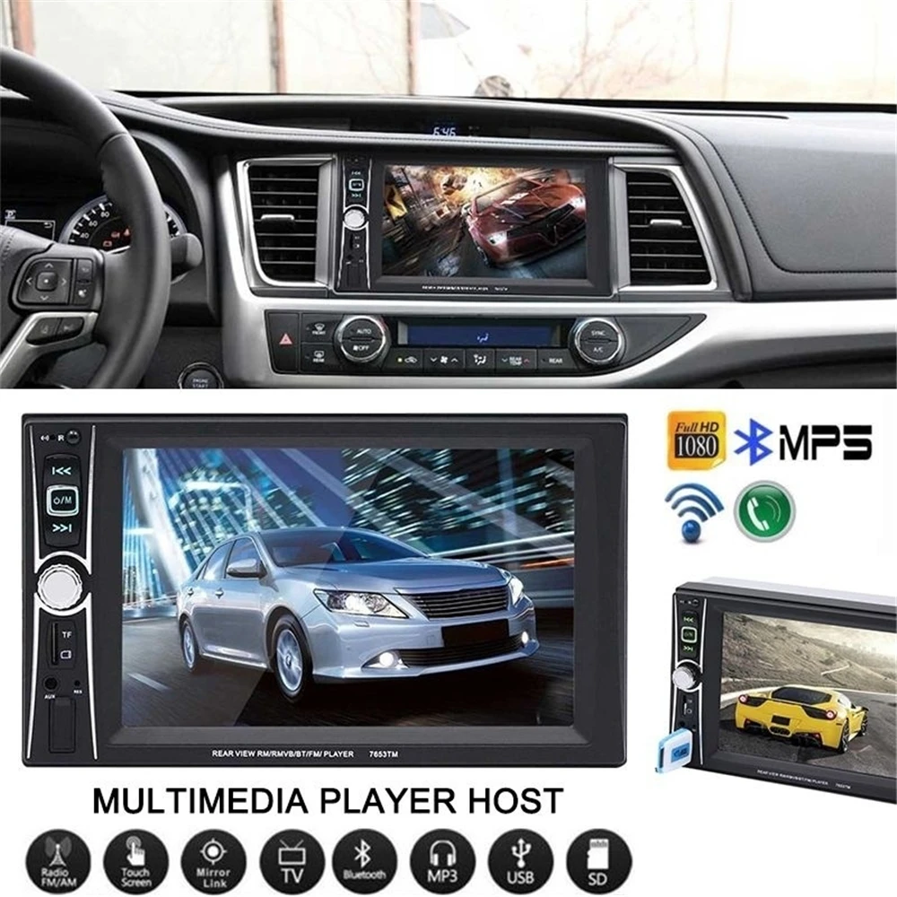 2 Din 7 дюймов автомобиля MP4 MP5 видео плееры авто аудио Радио FM Bluetooth с камерой