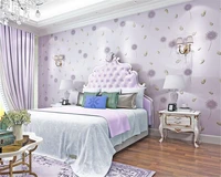 beibehang compact embossing pink dandelion feather bedroom 3d wallpaper fresh pastoral nonwoven childrens room wall paper