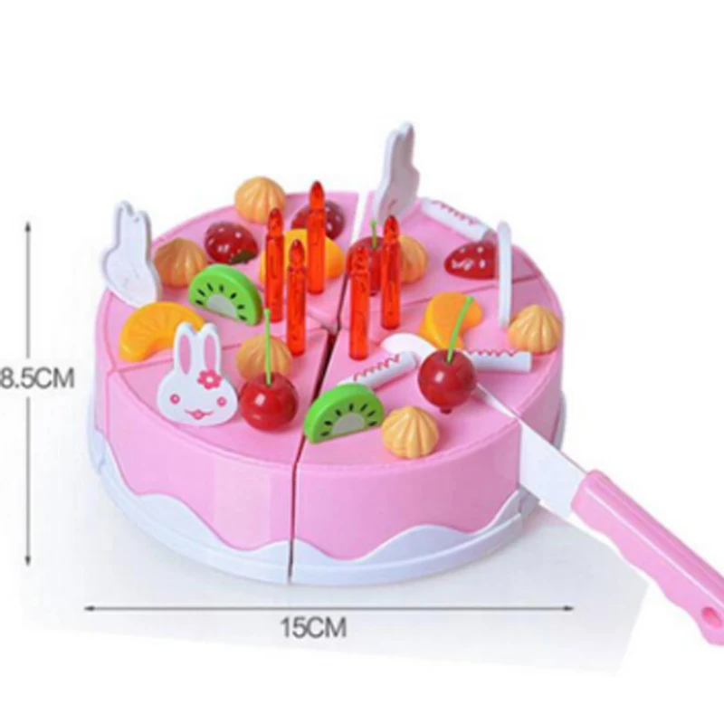 38 pcs Safe ABS Plastic Kitchen Toy Fruit Birthday Cake Cutting Kids Pretend Play Role Educational Girl DIY De Juguete Boy Gift | Игрушки и