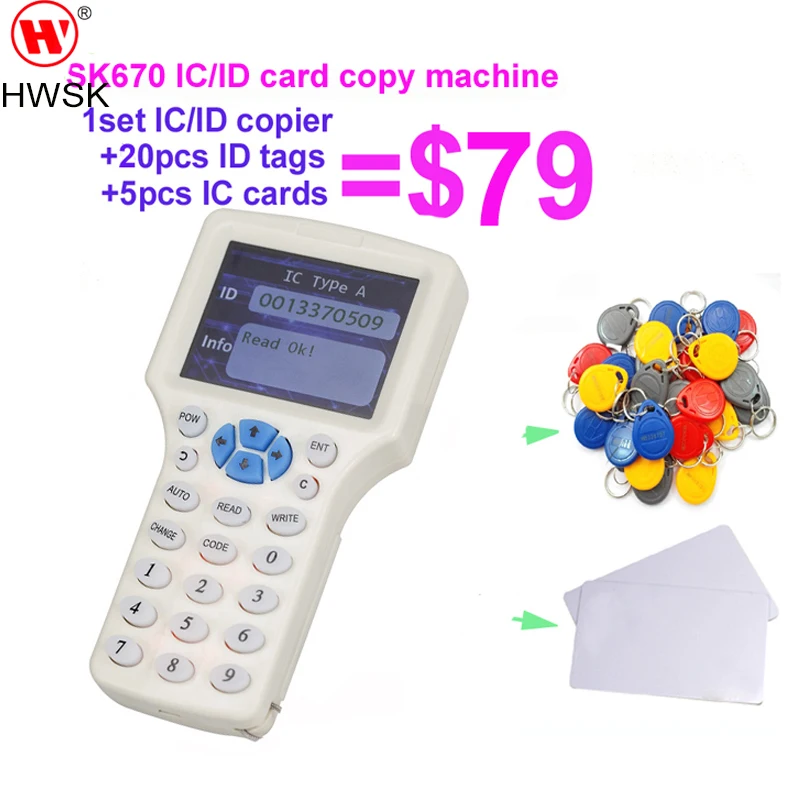 SK670 супер функция ID/IC карта копировальная машина, rf id карта Дубликатор, слесарные инструменты, 250 кГц id карта копировальная машина, 13,56 МГц IC карта
