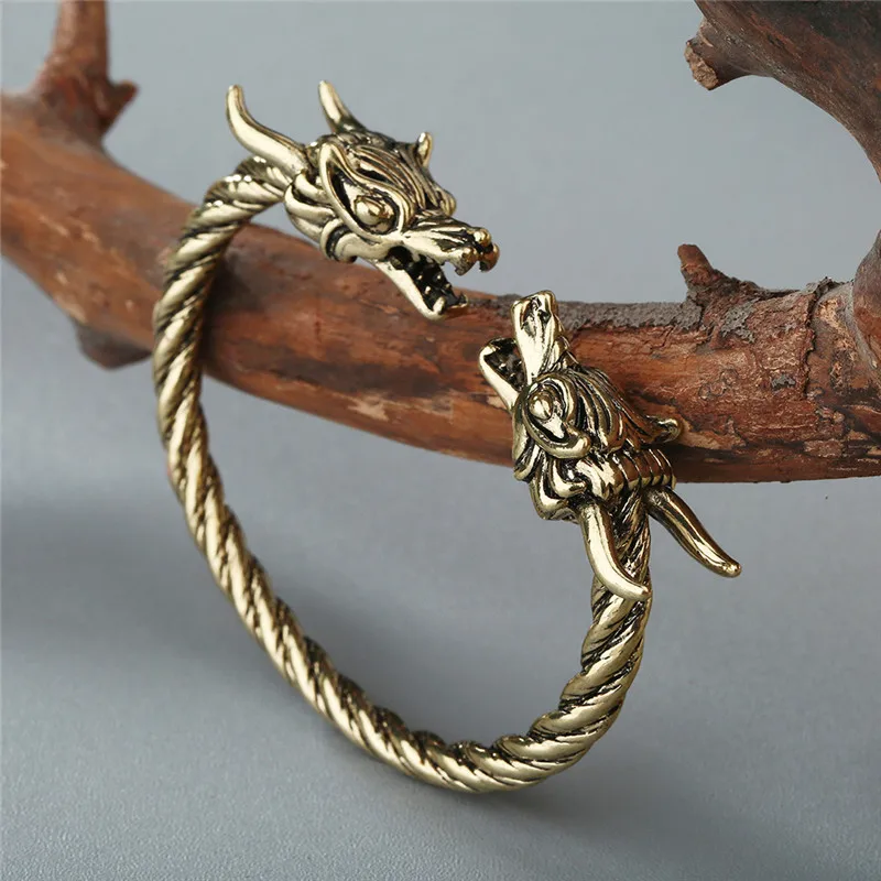Style 3 Bronze Волк Ворон Дракон змеиная голова мужской браслет, Викинг Vikingos ювелирный браслет Vikingo Bangels для женщин - Окраска металла: Style 3 Bronze