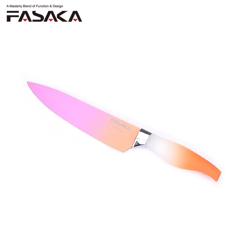 FASAKA Creative New Design Colorful Gradient Chef Knife Stainless Steel 8'' inch Professional Meats Santoku Knives Kitchen Tools | Дом и