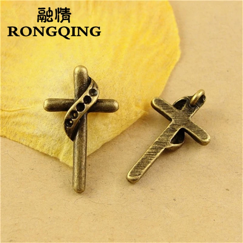 RONGQING 14*24 мм античный бронзовый крест амулеты 60 шт./лот ювелирные аксессуары