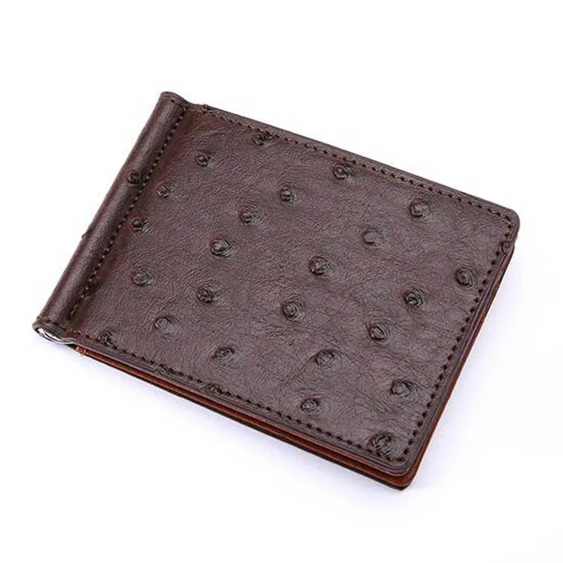 Тонкий кожаный мужской кошелек с клипсой для денег и 4 слотами карт держатель