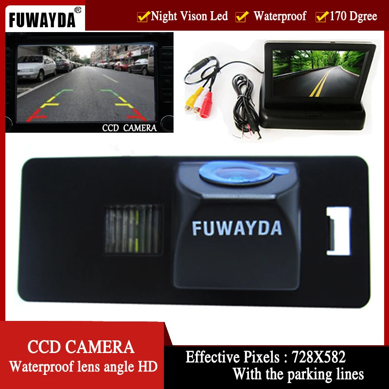 

FUWAYDA Color CCD Car rearview camera for AUDI A1 / A4 (B8)/A5 S5 Q5 TT / VW PASSAT R36 5D with foldable 4.3Inch LCD TFT Monitor