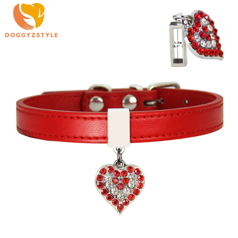 Регулируемый Собачий Ошейник DOGGYZSTYLE подвеска Стразы с кристаллами в форме сердца