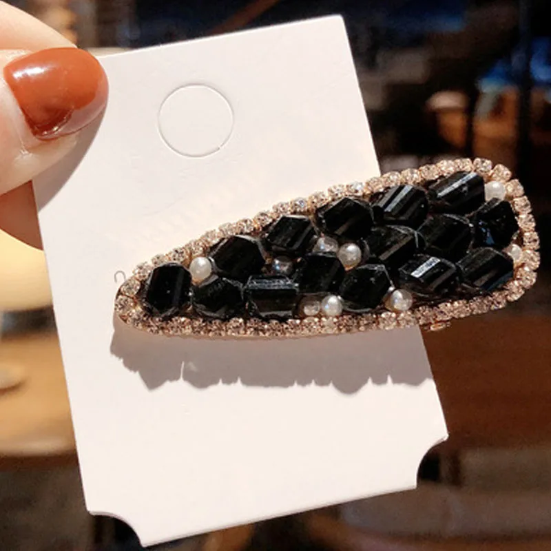 1 1PC New Women Solid Color Hair Clips Girls Geometric Rock Barrettes Water Droplets Rectangle Hairpins Headbands Hair Accessories - Color: 1
