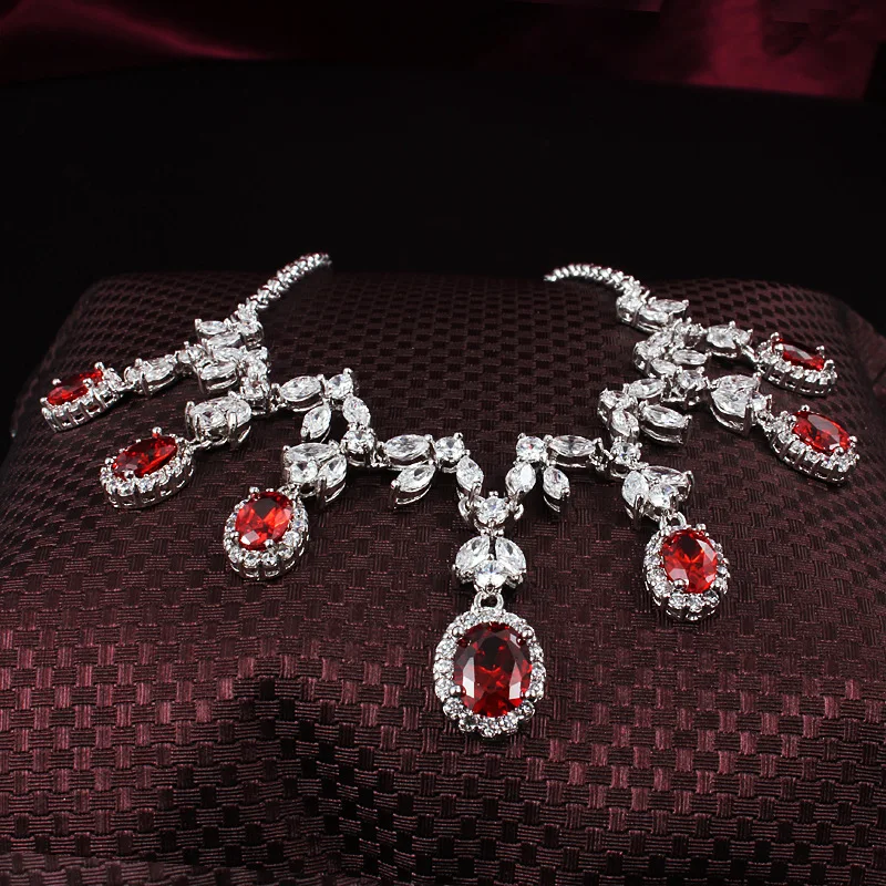 M & W ювелирных изделий нежный водослива Dazzle Прозрачный Красный AAA Zircon Цепочки и