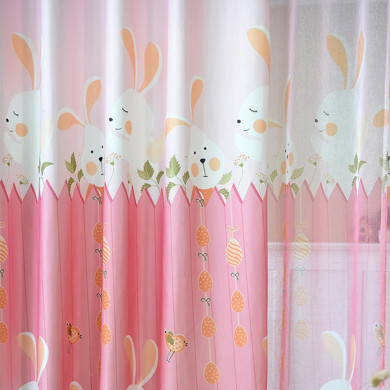 QANHU Hot Sale Rabbit Manor Polyester/Cotton Comfortable Living Curtains for the Room bedroom Children Baby Free shipping | Дом и сад