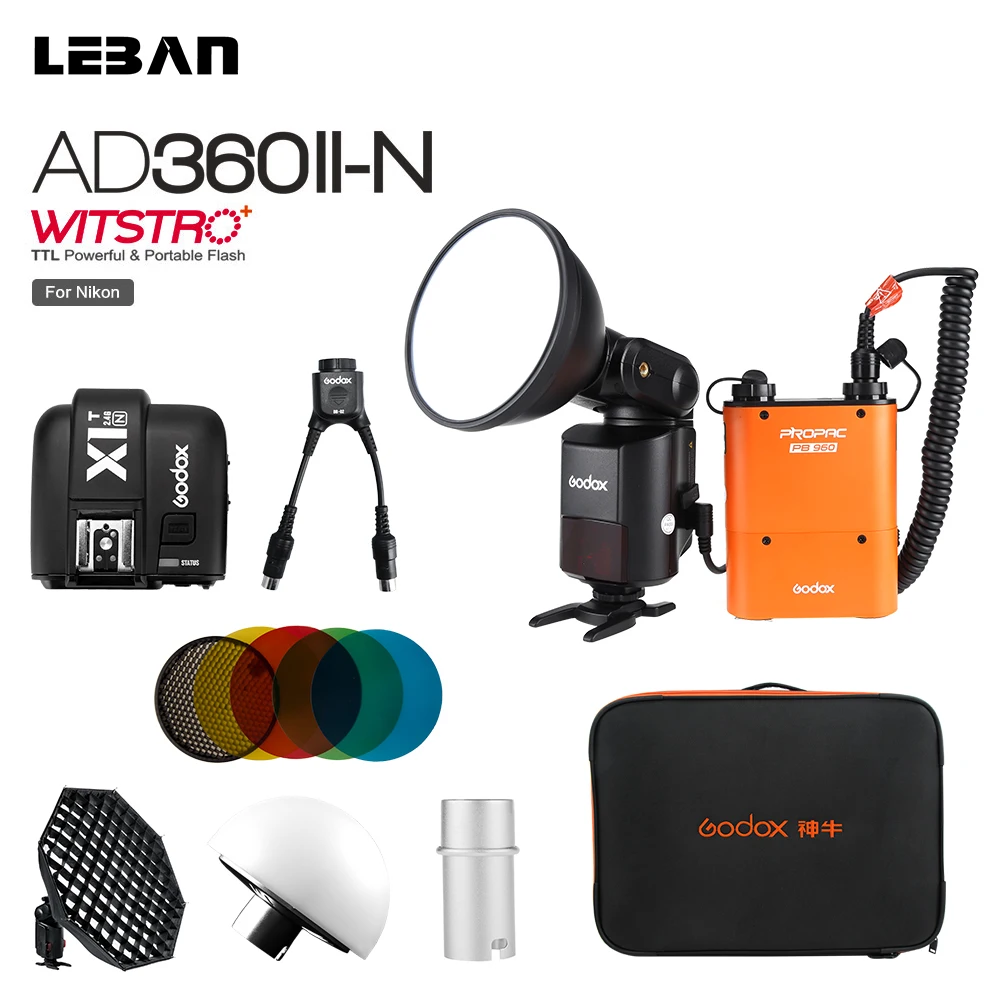Godox AD360II N TTL внешняя Мощная Вспышка Speedlite + X1T передатчик PB960 блок питания AD S7