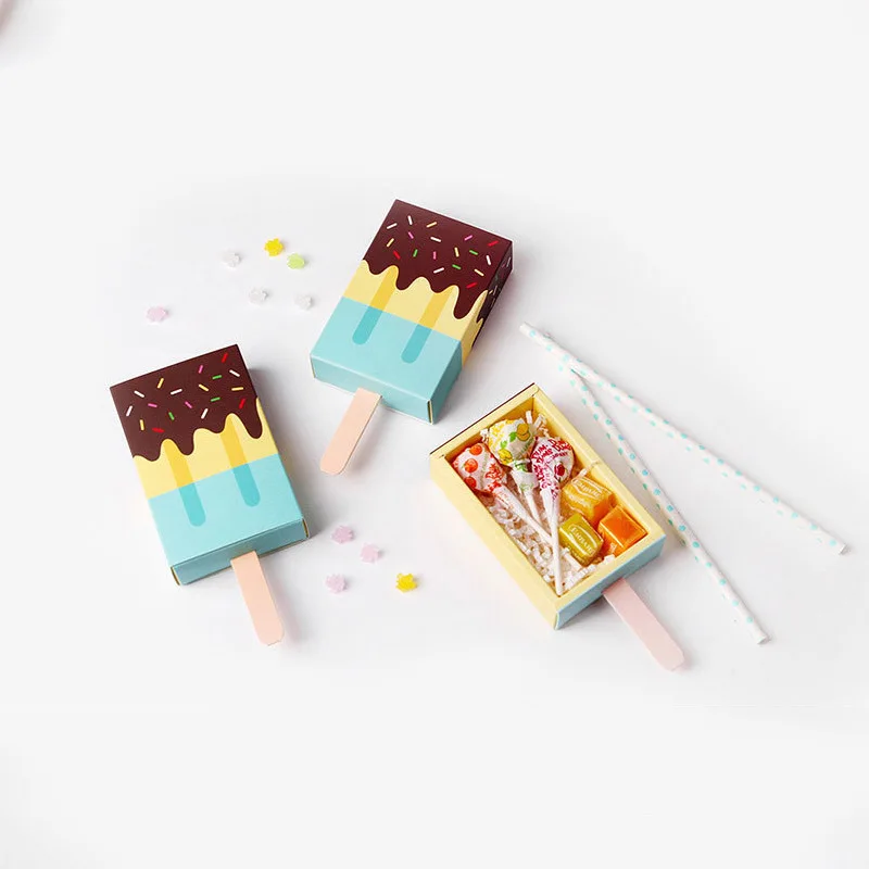 Коробка конфет Icecream в форме мультфильма выдвижной поднос из крафт бумаги коробка