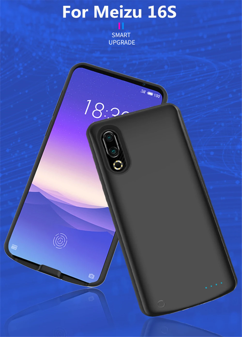Чехол для внешнего зарядного устройства для MEIZU16s, чехол с зажимом для задней части батареи, 6500 мА/ч, портативный внешний аккумулятор, чехол для зарядки