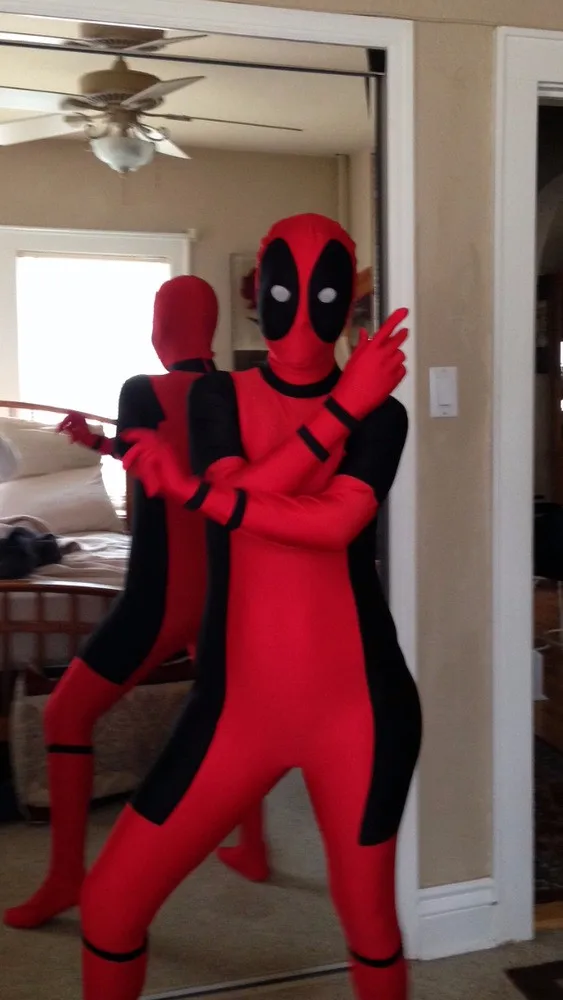 Дэдпул костюм оптовая продажа 2018 Прохладный для дам с принтом Deadpool красного