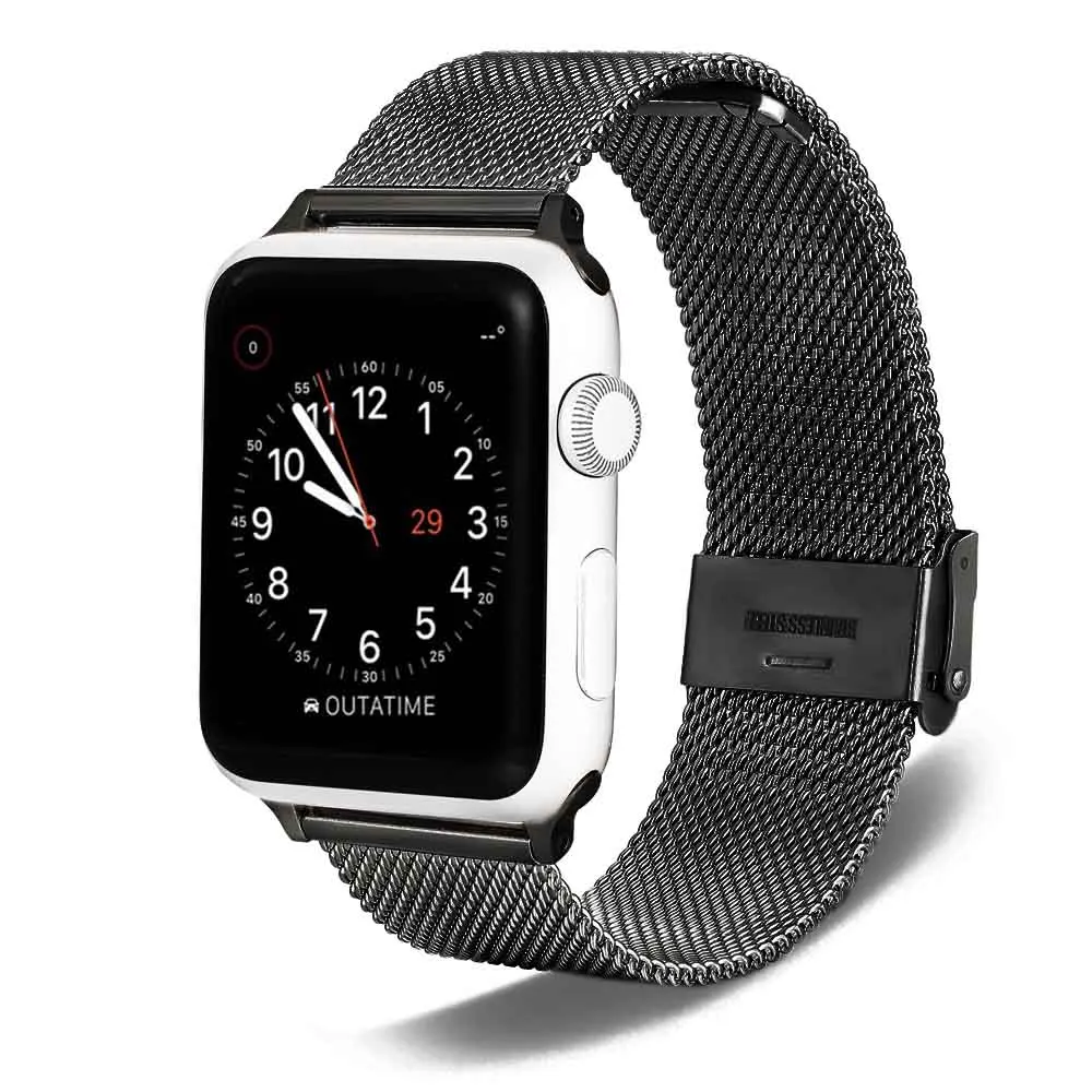 black Для Apple Watch band 38/40 42/44 Apple Milanes ремешок из нержавеющей стали браслет iwatch металлический ремешок серии 1 2 3 4 5 - Цвет ремешка: black