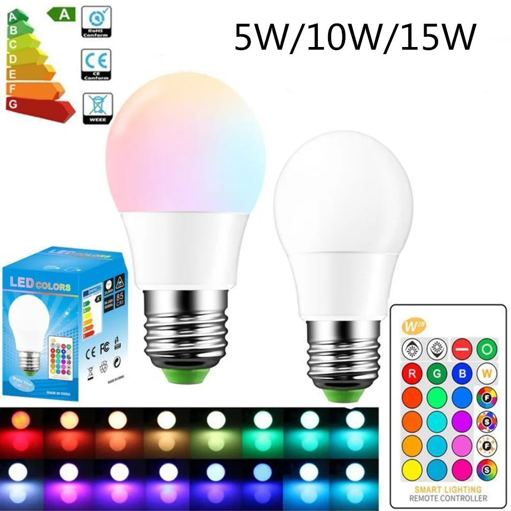 110 В 220 E27 RGB светодиодные лампы 5 Вт 10 15 лампада Изменяемая цветная светодиодная