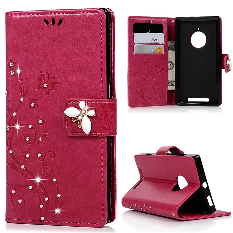 Bling С кристалалми и стразами кожаный чехол для microsoft Nokia Lumia 535 N830 830 Бумажник Стенд
