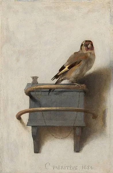 Настенное художественное украшение для домашнего офиса # Carel Fabritius The goldfinch bird 1654